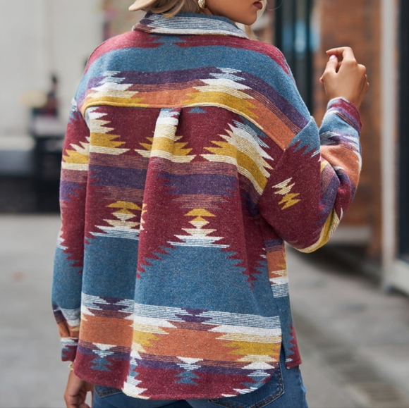 Tribal Treasures Collared Jacket - Burgundy - Picture 4 of 6